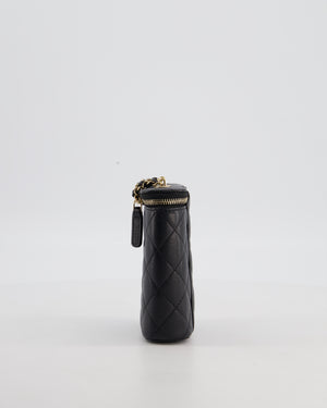 Chanel Black Mini Vertical Vanity Bag in Caviar Leather with Champagne Gold Hardware