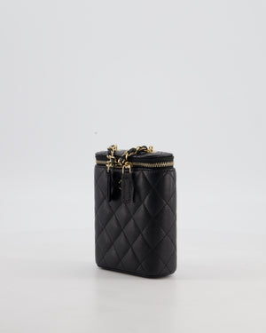 Chanel Black Mini Vertical Vanity Bag in Caviar Leather with Champagne Gold Hardware