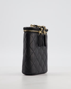 Chanel Black Mini Vertical Vanity Bag in Caviar Leather with Champagne Gold Hardware
