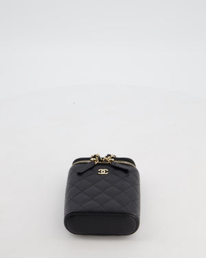 Chanel Black Mini Vertical Vanity Bag in Caviar Leather with Champagne Gold Hardware