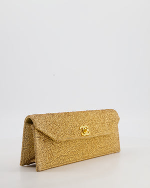 *SUPER RARE* Chanel Vintage Gold Nishijin Clutch Bag in Brocade Fabric with 24K Gold Hardware