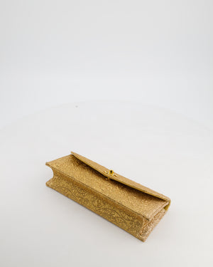 *SUPER RARE* Chanel Vintage Gold Nishijin Clutch Bag in Brocade Fabric with 24K Gold Hardware