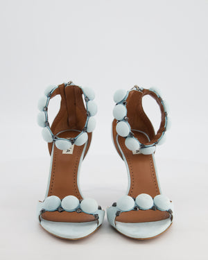 Alaïa Pastel Blue Suede Open Toe Studded Leather Heel Size EU 38