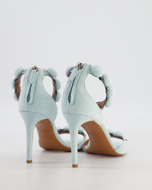 Alaïa Pastel Blue Suede Open Toe Studded Leather Heel Size EU 38