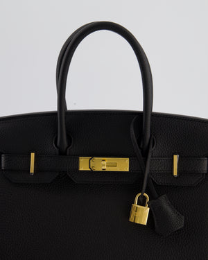 *HOT* Hermès Birkin 30 Retourne Bag in Noir Togo Leather with Gold Hardware
