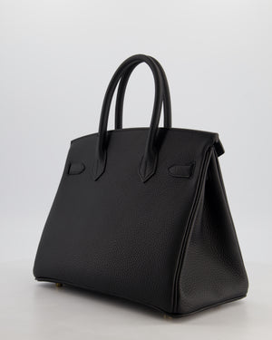*HOT* Hermès Birkin 30 Retourne Bag in Noir Togo Leather with Gold Hardware