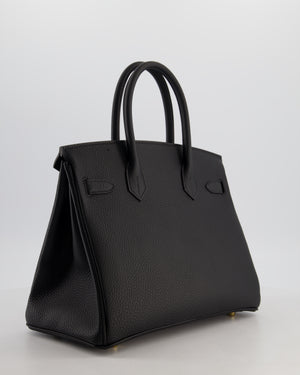 *HOT* Hermès Birkin 30 Retourne Bag in Noir Togo Leather with Gold Hardware