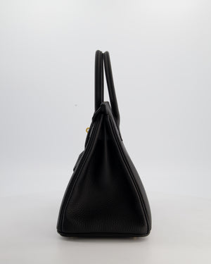 *HOT* Hermès Birkin 30 Retourne Bag in Noir Togo Leather with Gold Hardware