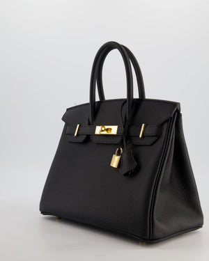 *HOT* Hermès Birkin 30 Retourne Bag in Noir Togo Leather with Gold Hardware