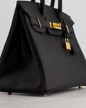 *HOT* Hermès Birkin 30 Retourne Bag in Noir Togo Leather with Gold Hardware