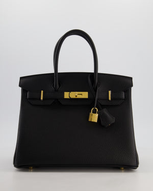 *HOT* Hermès Birkin 30 Retourne Bag in Noir Togo Leather with Gold Hardware