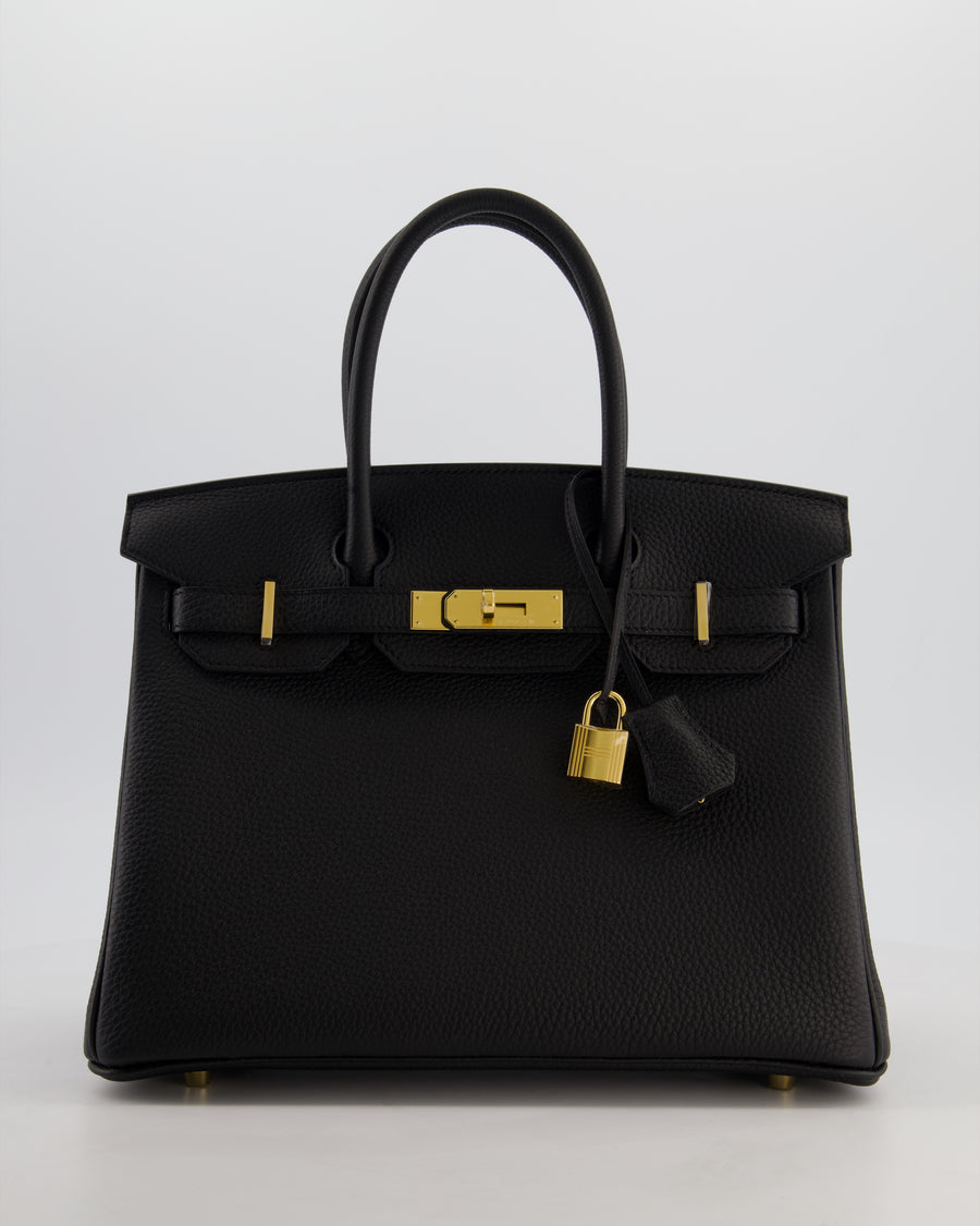 *HOT* Hermès Birkin 30 Retourne Bag in Noir Togo Leather with Gold Hardware