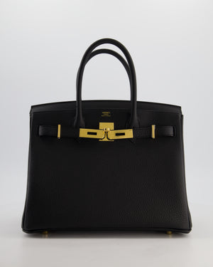 *HOT* Hermès Birkin 30 Retourne Bag in Noir Togo Leather with Gold Hardware