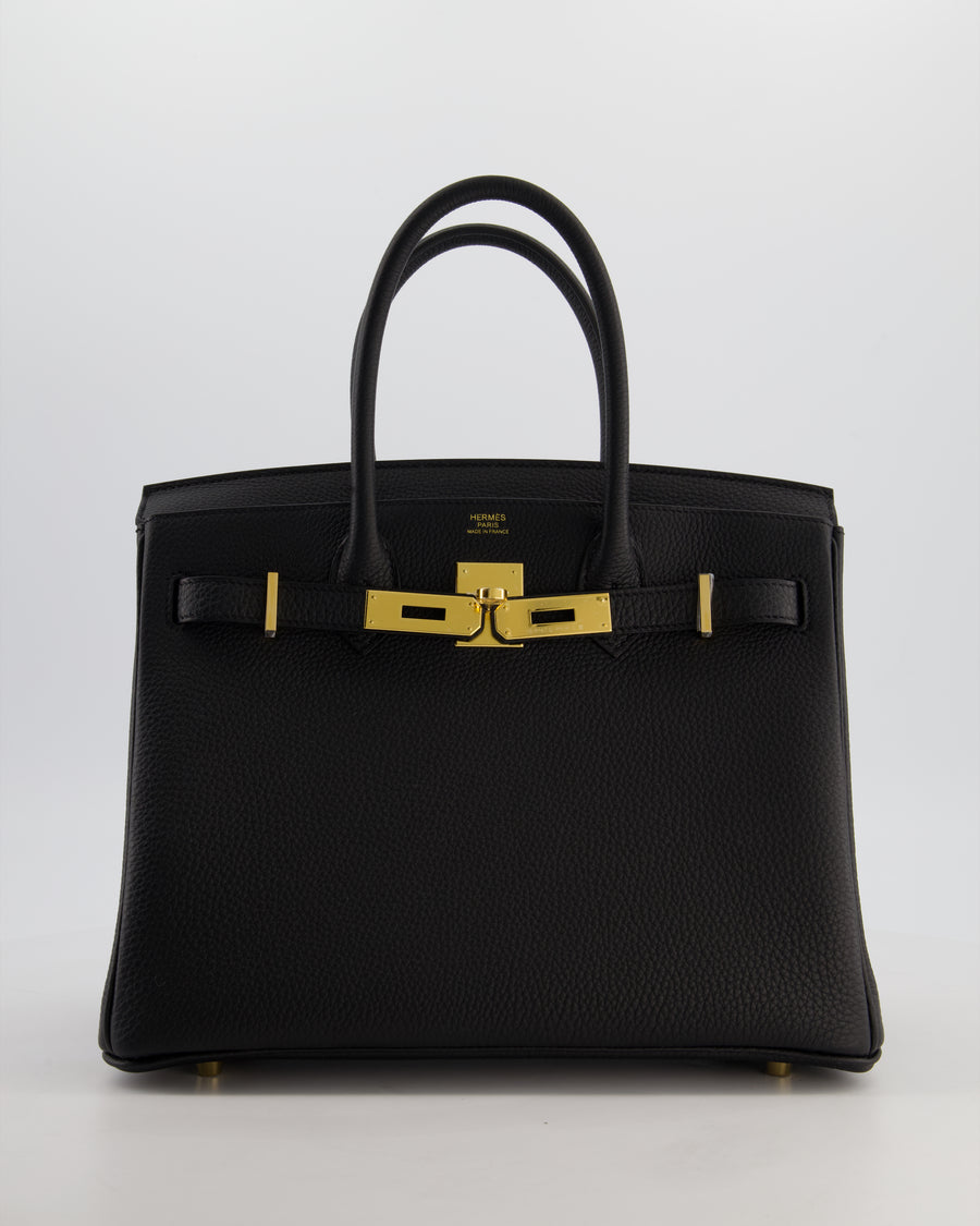 *HOT* Hermès Birkin 30 Retourne Bag in Noir Togo Leather with Gold Hardware