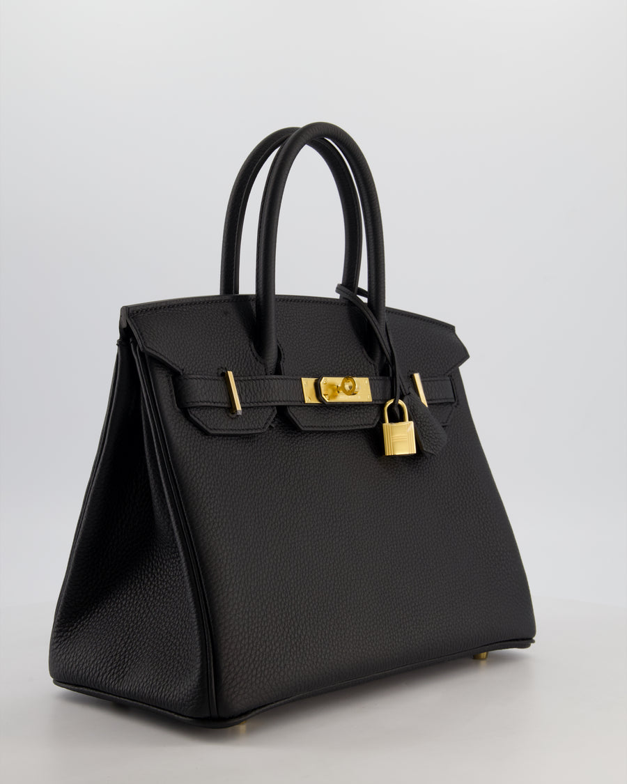 *HOT* Hermès Birkin 30 Retourne Bag in Noir Togo Leather with Gold Hardware