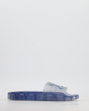 Chanel Blue CC Logo PVC Slides Size EU 36