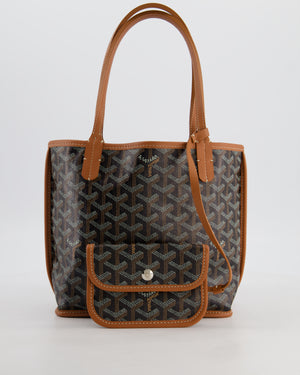 Goyard Black & Tan Reversible Mini Anjou Tote Bag in Calfskin & Canvas