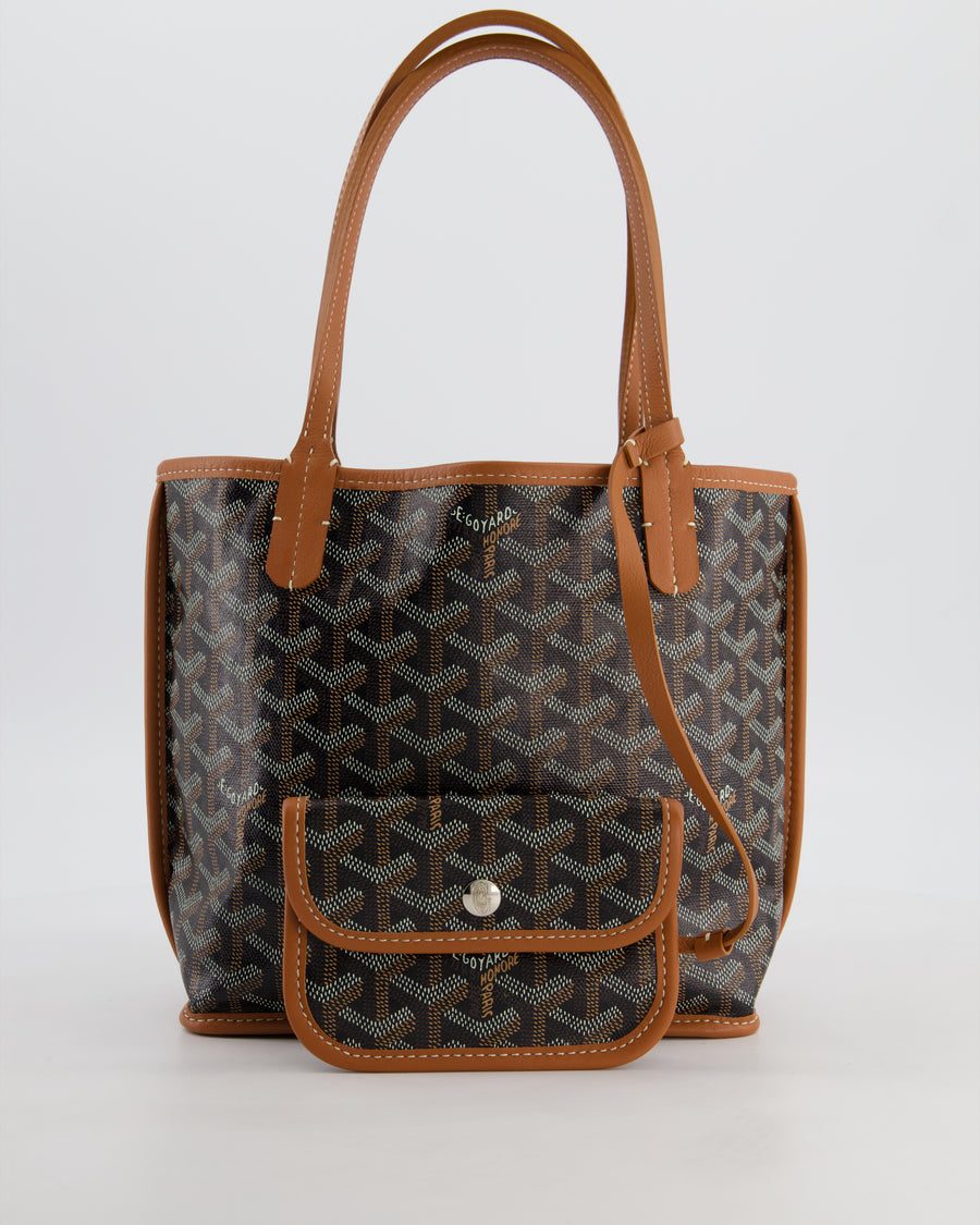 Goyard Black & Tan Reversible Mini Anjou Tote Bag in Calfskin & Canvas