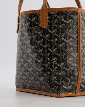 Goyard Black & Tan Reversible Mini Anjou Tote Bag in Calfskin & Canvas
