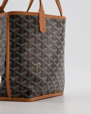 Goyard Black & Tan Reversible Mini Anjou Tote Bag in Calfskin & Canvas