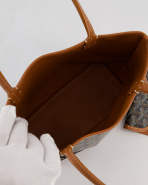 Goyard Black & Tan Reversible Mini Anjou Tote Bag in Calfskin & Canvas