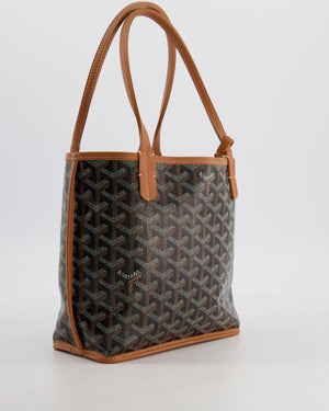 Goyard Black & Tan Reversible Mini Anjou Tote Bag in Calfskin & Canvas