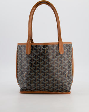 Goyard Black & Tan Reversible Mini Anjou Tote Bag in Calfskin & Canvas