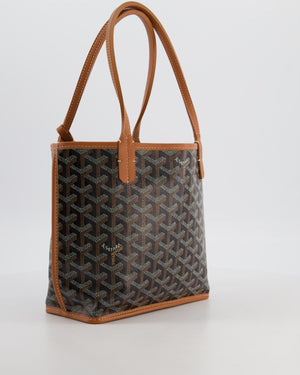 Goyard Black & Tan Reversible Mini Anjou Tote Bag in Calfskin & Canvas
