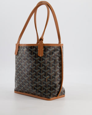 Goyard Black & Tan Reversible Mini Anjou Tote Bag in Calfskin & Canvas