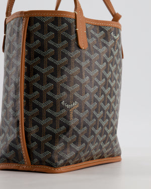 Goyard Black & Tan Reversible Mini Anjou Tote Bag in Calfskin & Canvas