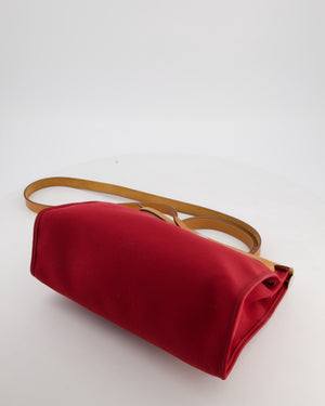 Hermès Herbag Zip 31 Retourne Bag in Naturel Vache Hunter Leather & Rouge Casaque Toile Canvas Canvas with Palladium Hardware
