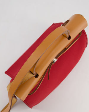 Hermès Herbag Zip 31 Retourne Bag in Naturel Vache Hunter Leather & Rouge Casaque Toile Canvas Canvas with Palladium Hardware