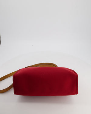 Hermès Herbag Zip 31 Retourne Bag in Naturel Vache Hunter Leather & Rouge Casaque Toile Canvas Canvas with Palladium Hardware