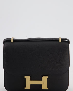 *RARE* Hermès Mini Constance III Mirror 18 Bag in Noir Epsom Leather with Brushed Permabrass Hardware