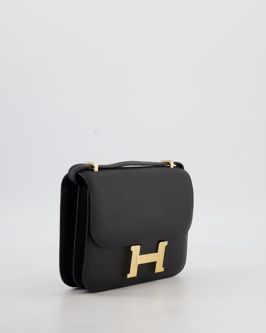 *RARE* Hermès Mini Constance III Mirror 18 Bag in Noir Epsom Leather with Brushed Permabrass Hardware