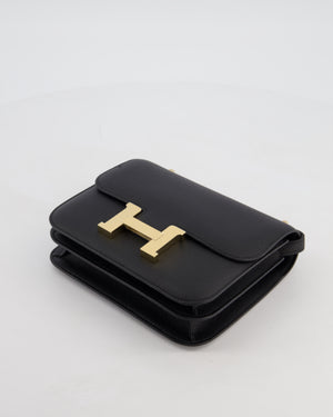 *RARE* Hermès Mini Constance III Mirror 18 Bag in Noir Epsom Leather with Brushed Permabrass Hardware