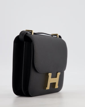 *RARE* Hermès Mini Constance III Mirror 18 Bag in Noir Epsom Leather with Brushed Permabrass Hardware