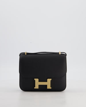 *RARE* Hermès Mini Constance III Mirror 18 Bag in Noir Epsom Leather with Brushed Permabrass Hardware