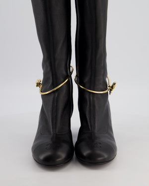 Chanel 2025/26 Cruise High Boots Stretch Lambskin Black with Camelia Accent Size EU 40