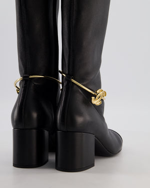 Chanel 2025/26 Cruise High Boots Stretch Lambskin Black with Camelia Accent Size EU 40