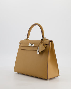 Hermès Kelly 25 Sellier Bag in Biscuit Epsom Leather with Palladium Hardware