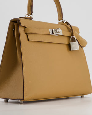 Hermès Kelly 25 Sellier Bag in Biscuit Epsom Leather with Palladium Hardware