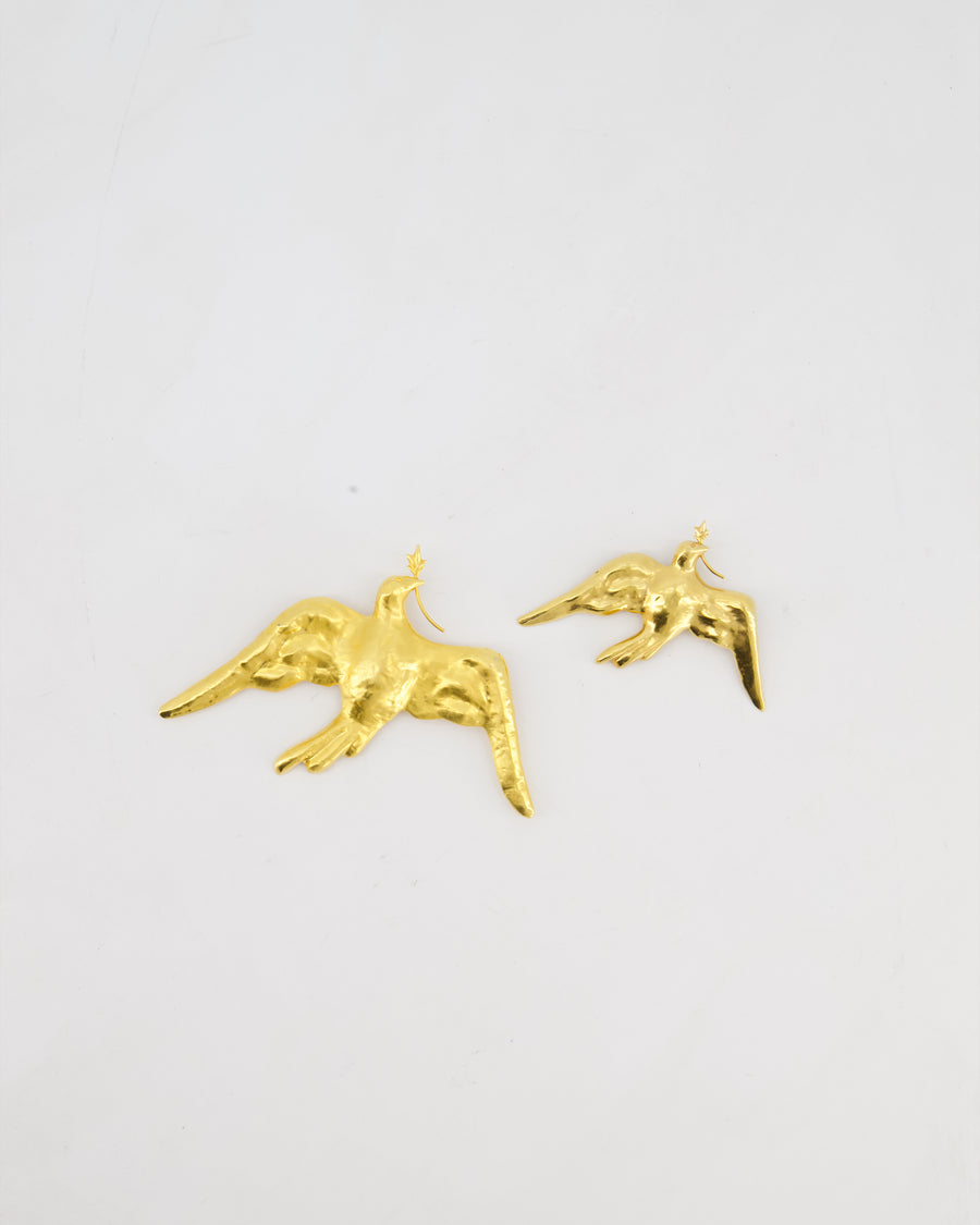 Schiaparelli Gold Small & Medium Dove Brooch Set