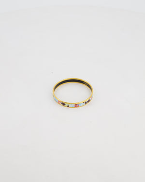 Hermès Enamel Postage Stamp Bangle Bracelet in Ciel & Noir with Gold Hardware