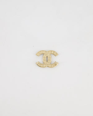 Chanel Champagne Gold CC Brooch with Embellished Pearls Detail
