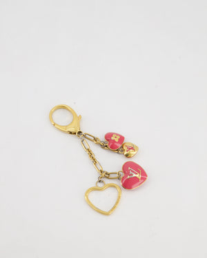 Louis Vuitton Gold, Silver and Pink Coeur Bag Charm with Logo Detail