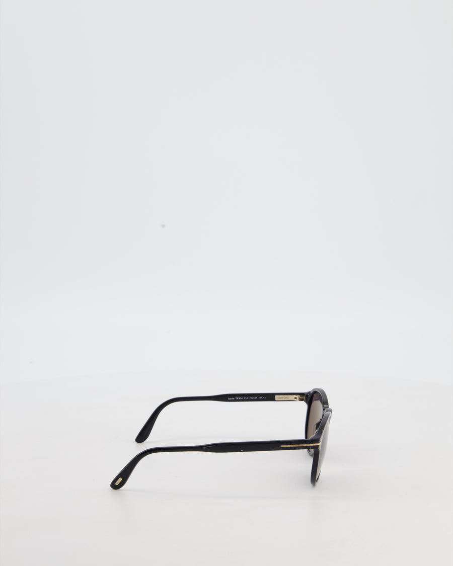 Tom Ford Black Dante Acetate Sunglasses with Silver Detailing
