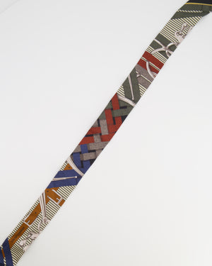 Hermès 'Mors a Jouets Chemise' Silk Twilly in Navy, Brown and White