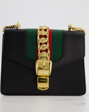 Gucci Black Leather Small Sylvie Bag with Gold Hardware