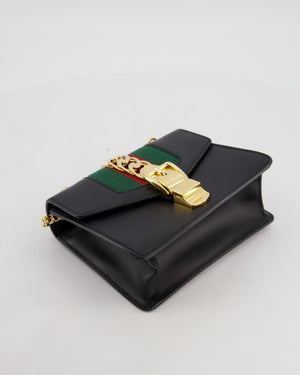 Gucci Black Leather Small Sylvie Bag with Gold Hardware